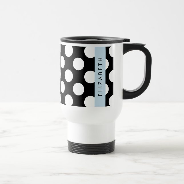 Svartvit Polka dots, prickad, ditt namn Resemugg (Höger)