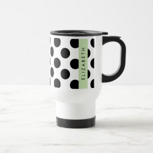 Svartvit Polka dots, prickad, ditt namn Resemugg