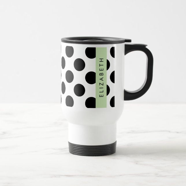 Svartvit Polka dots, prickad, ditt namn Resemugg (Höger)
