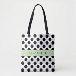 Svartvit Polka dots, prickad, ditt namn Tygkasse