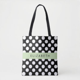 Svartvit Polka dots, prickad, ditt namn Tygkasse
