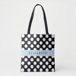 Svartvit Polka dots, prickad, ditt namn Tygkasse