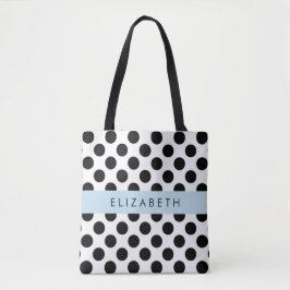 Svartvit Polka dots, prickad, ditt namn Tygkasse