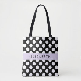 Svartvit Polka dots, prickad, ditt namn Tygkasse