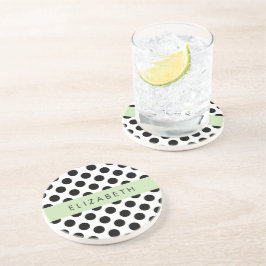 Svartvit Polka dots, prickad, ditt namn Underlägg