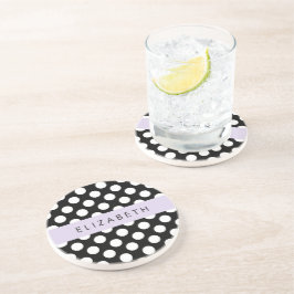 Svartvit Polka dots, prickad, ditt namn Underlägg