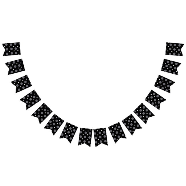 Svartvit Polka dots, prickad Mönster Vimplar (Alla)