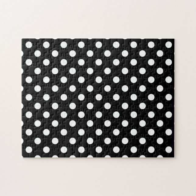 Svartvit polka dots pussel (Horisontell)