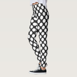 Svartvit Polka dots Retro Modern Abstrakt Leggings