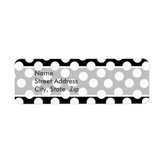 Svartvit Polka dots Returadress Etikett (Framsidan)