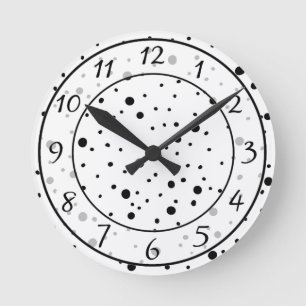 Svartvit Polka dots Rund Klocka