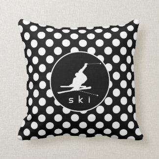 Svartvit Polka dots; Snö Ski Kudde