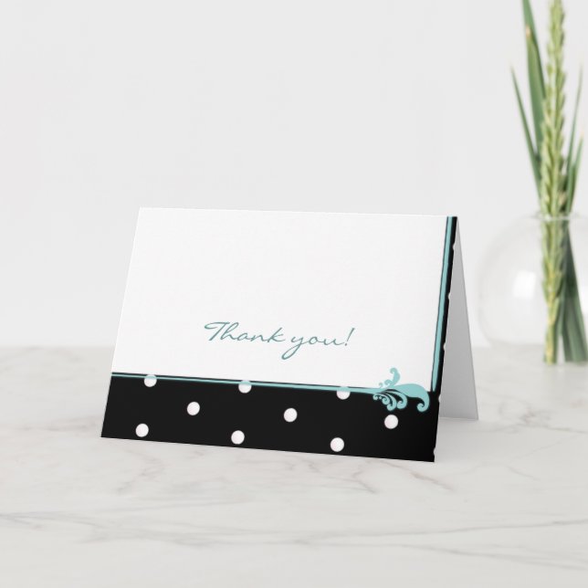 Svartvit polka dots tack kort (Framsida)