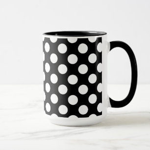 Svartvit polka dots; Tasstryck Mugg