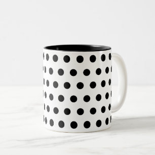 Svartvit polka dots Två-Tonad mugg