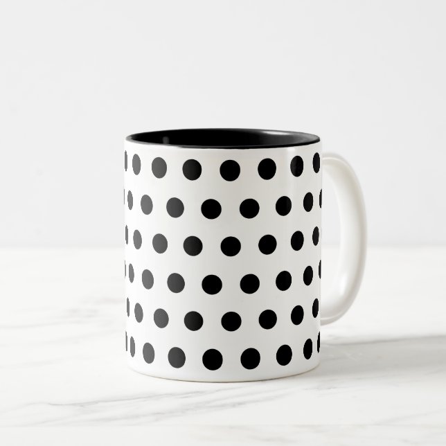 Svartvit polka dots Två-Tonad mugg (Framsida höger)
