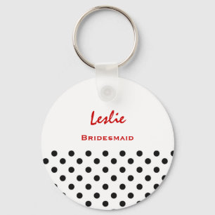 Svartvit polka dots V12 för brudtärna Nyckelring