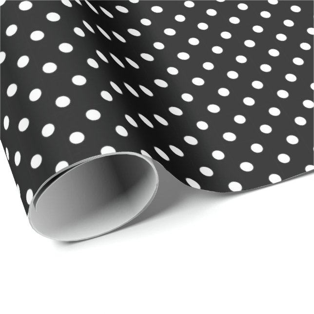 Svartvit Polka dots Wrapping Papper Presentpapper (Rullad Hörn)