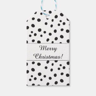 Svartvit polka dotsgod jul presentetikett