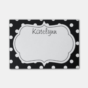 Svartvit polka dotsMonogram som Posta-Det noterar Post-it Block