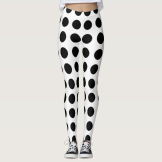 Svartvit polka dotsYogabyxor Leggings