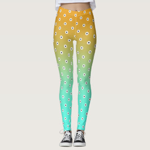 Svartvit polka på turkos/Guld Leggings