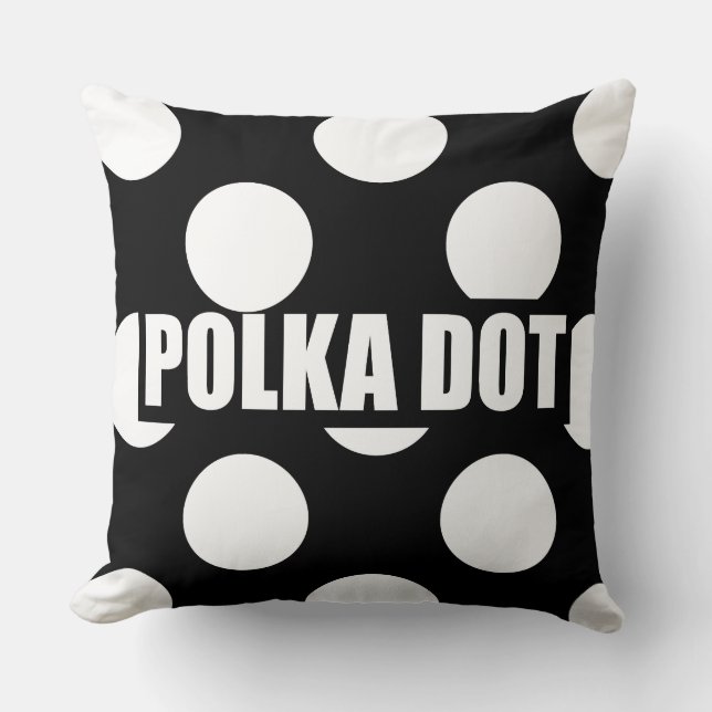 Svartvit polka punkt kudde (Framsida)