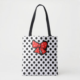 Svartvit polka - punkt tote Bag Tygkasse