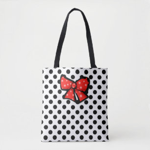 Svartvit polka - punkt tote Bag Tygkasse