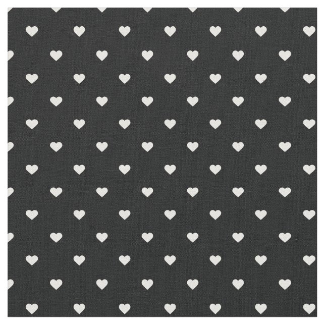 Svartvit polka-punktshjärter tyg (Närbild)
