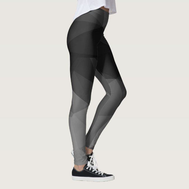Svartvit polygondesign leggings (Höger)