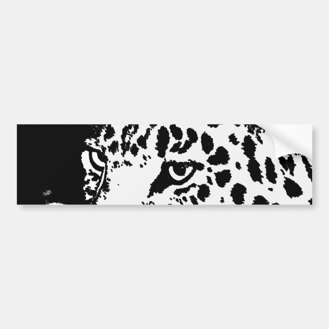 Svartvit pop Art Leopard Bumper Sticker Bildekal (Framsidan)