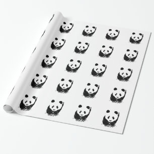 Svartvit pop Art Panda Wrapping Papper Presentpapper