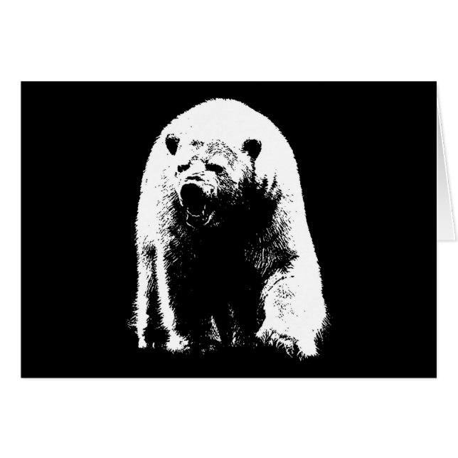 Svartvit popkonst, Polar Bear Hälsningskort (Framsidan Horizontal)