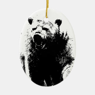 Svartvit popkonst, Polar Bear Julgransprydnad Keramik