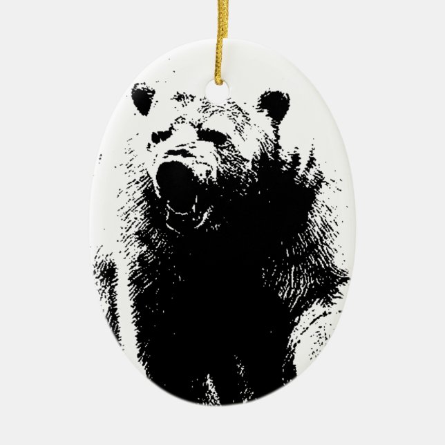 Svartvit popkonst, Polar Bear Julgransprydnad Keramik (Framsidan)