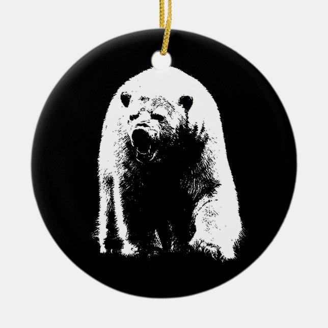 Svartvit popkonst, Polar Bear Julgransprydnad Keramik (Framsidan)