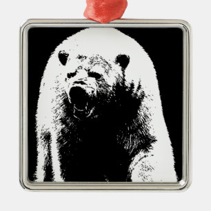 Svartvit popkonst, Polar Bear Julgransprydnad Metall