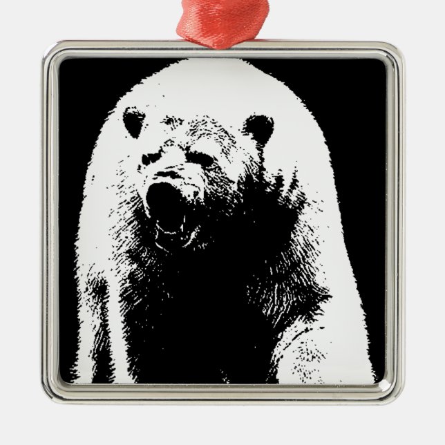 Svartvit popkonst, Polar Bear Julgransprydnad Metall (Framsidan)