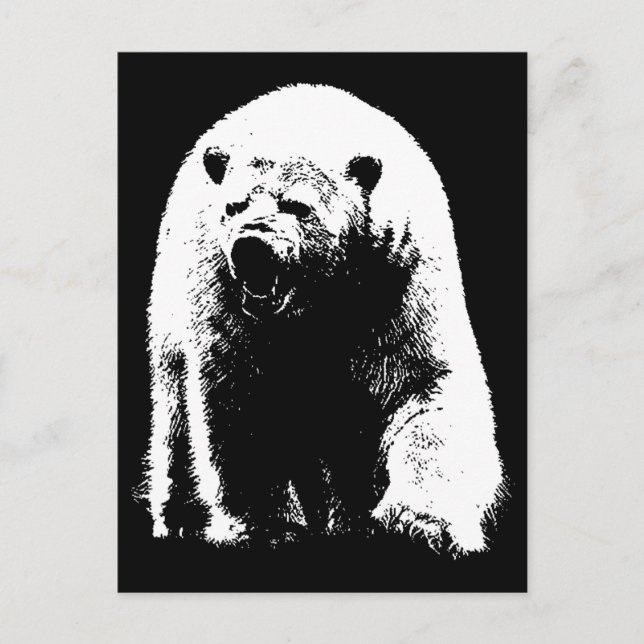 Svartvit popkonst, Polar Bear Vykort (Framsida)