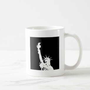 Svartvit poppgraf-Frihetsgudinnan Silhouette Kaffemugg