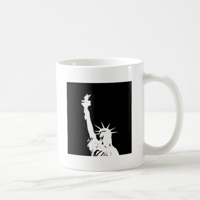 Svartvit poppgraf-Frihetsgudinnan Silhouette Kaffemugg (Höger)
