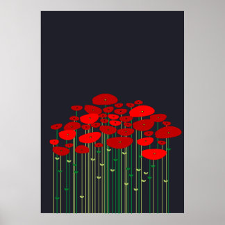 Svartvit poppies Poster