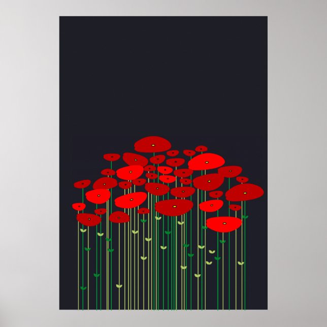 Svartvit poppies Poster (Framsidan)