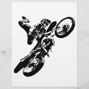 Svartvit poppost konst Motocross Motorcyle Sport