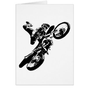 Svartvit poppost konst Motocross Motorcyle Sport Hälsningskort