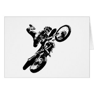 Svartvit poppost konst Motocross Motorcyle Sport Hälsningskort
