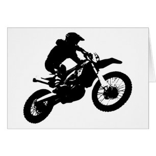 Svartvit poppost konst Motocross Motorcyle Sport Hälsningskort