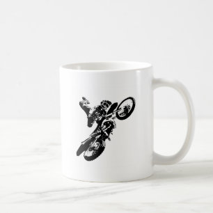 Svartvit poppost konst Motocross Motorcyle Sport Kaffemugg