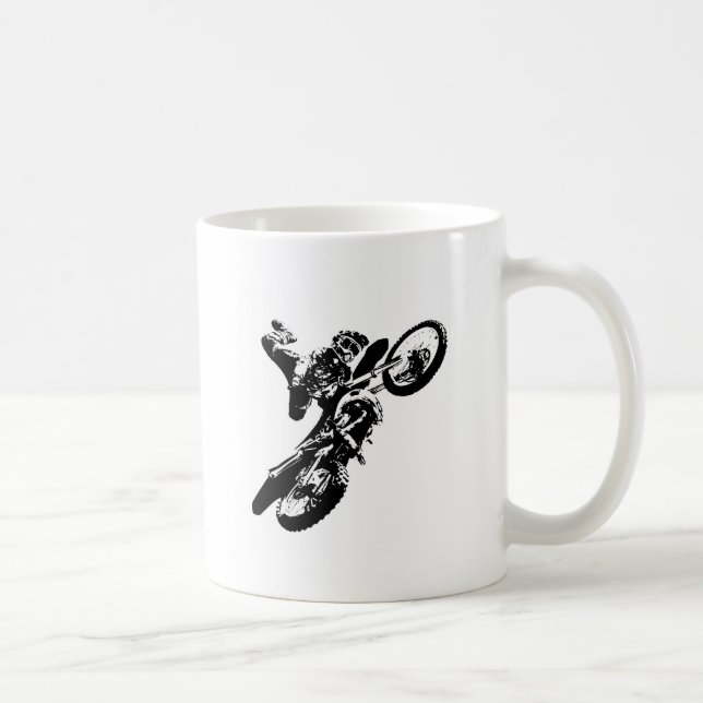 Svartvit poppost konst Motocross Motorcyle Sport Kaffemugg (Höger)